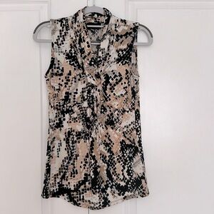 Women's black tan and cream shell